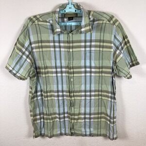 NATURALIFE Mens Button Up Shirt Sz XL Soft Plaid Short Sleeve Excellent